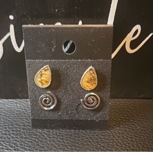 Chic Silver and Gold Teardrop Swirl Earrings